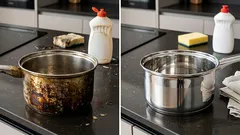 Ta bort brännmärken från en kastrull utan att skrubba: enkla huskurer